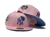 NEW YORK YANKEES 2000 WORLD SERIES LIGHT PINK ICY BRIM NEW ERA FITTED HAT
