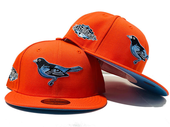 BALTIMORE ORIOLES 2011 ALL STAR GAME ORANGE ICY BRIM NEW ERA FITTED HAT
