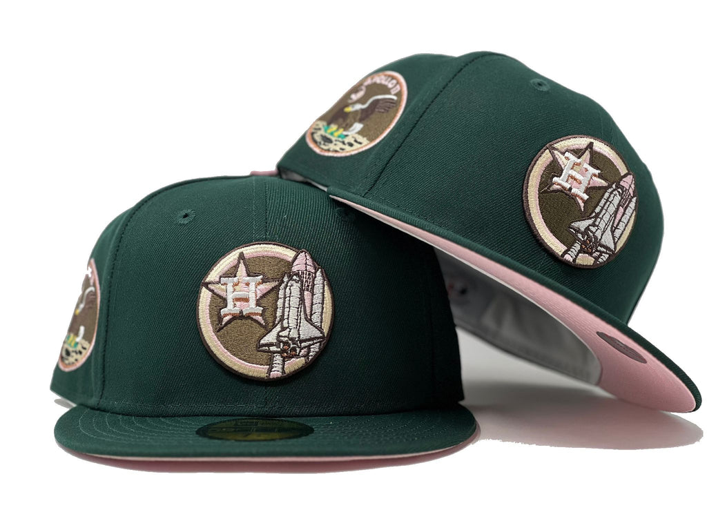 HOUSTON ASTROS APOLLO 11 DARK GREEN PINK BRIM NEW ERA FITTED HAT