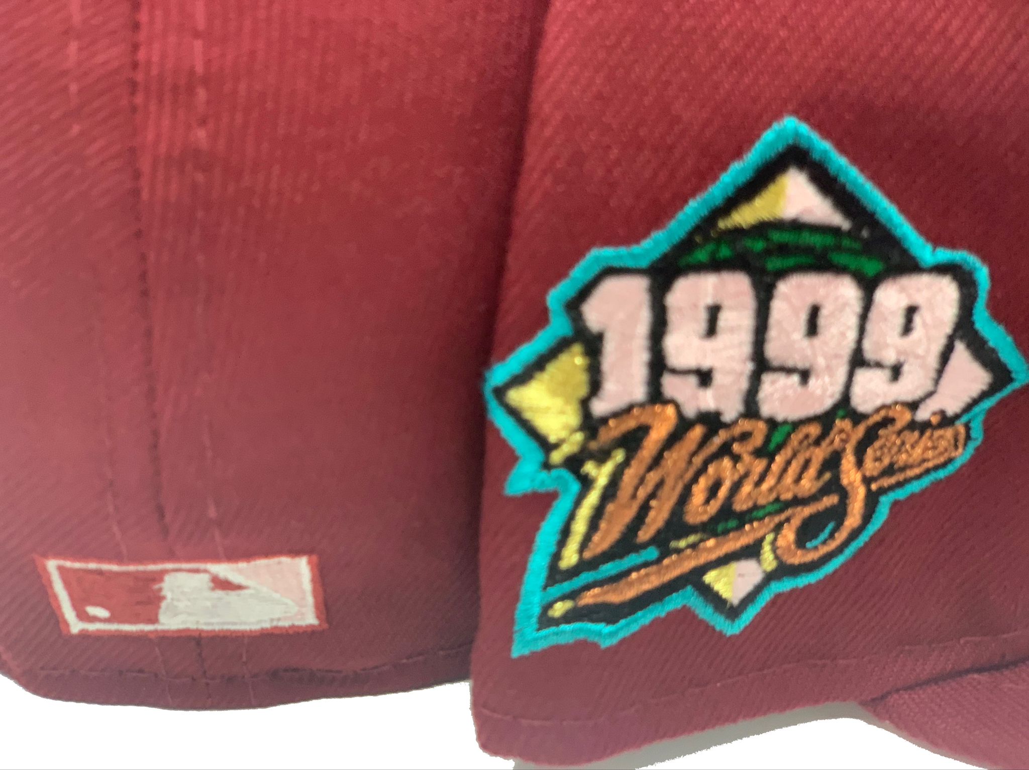 New Era 59FIFTY Big Stripes New York Yankees 1999 World Series Patch Hat - Teal, Maroon Teal/Maroon / 7 3/4