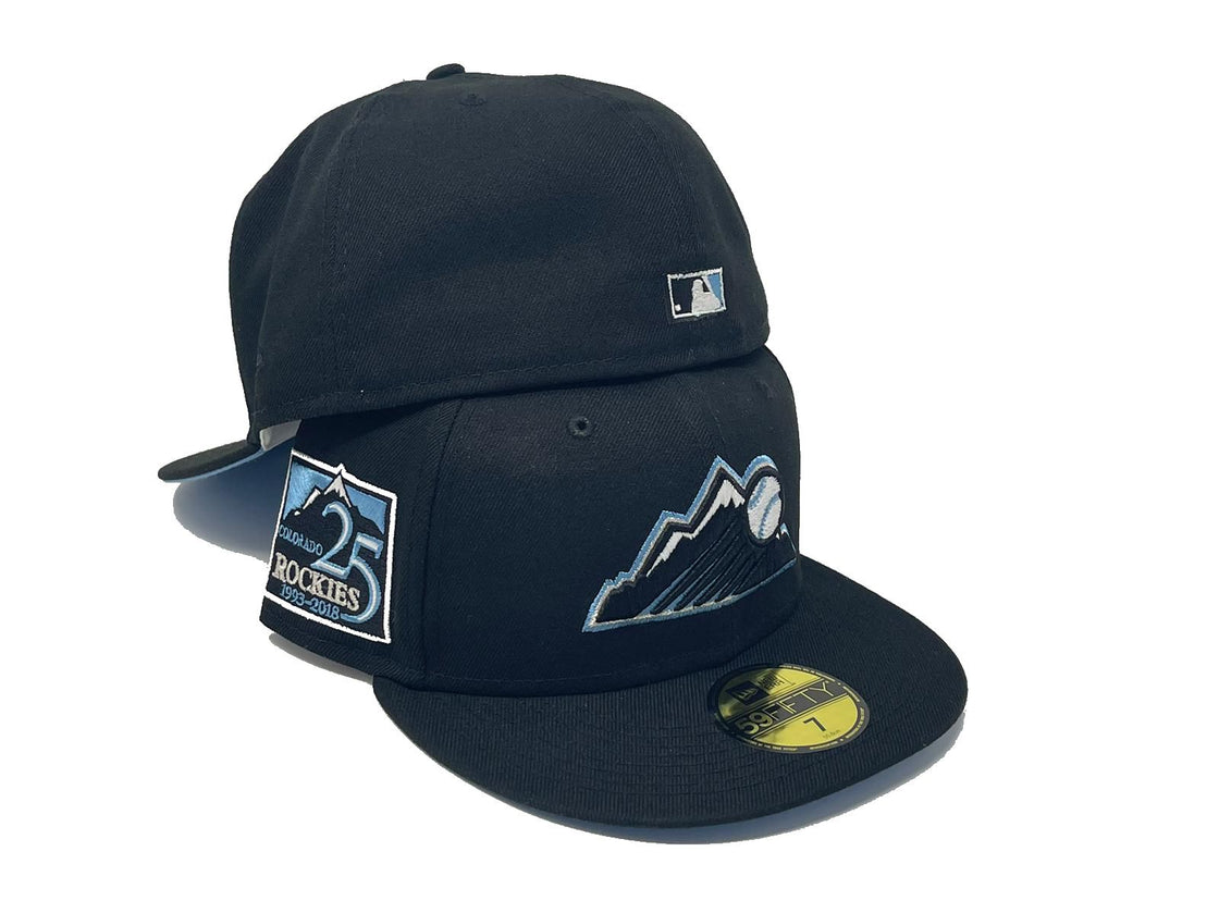 COLORADO ROCKIES 25TH ANNIVERSARY BLACK ICY BRIM NEW ERA FITTED HAT