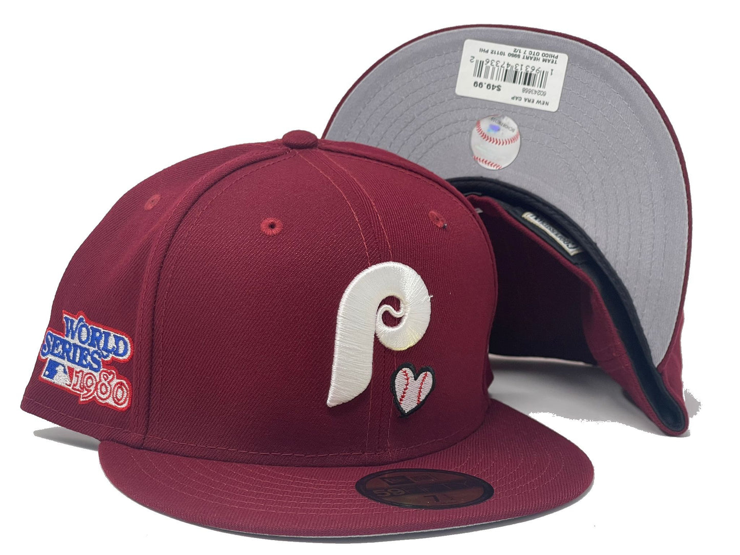 PHILADESLPHIA PHILLIES 1986 WORLD SERIES TEAM HEART 59fIFTY NEW ERA FITTED HAT