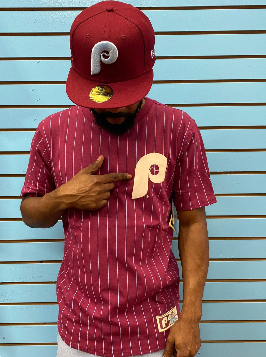 PHILADELPHIA PHILLIES PIN STRIPE NEW ERA SHIRT
