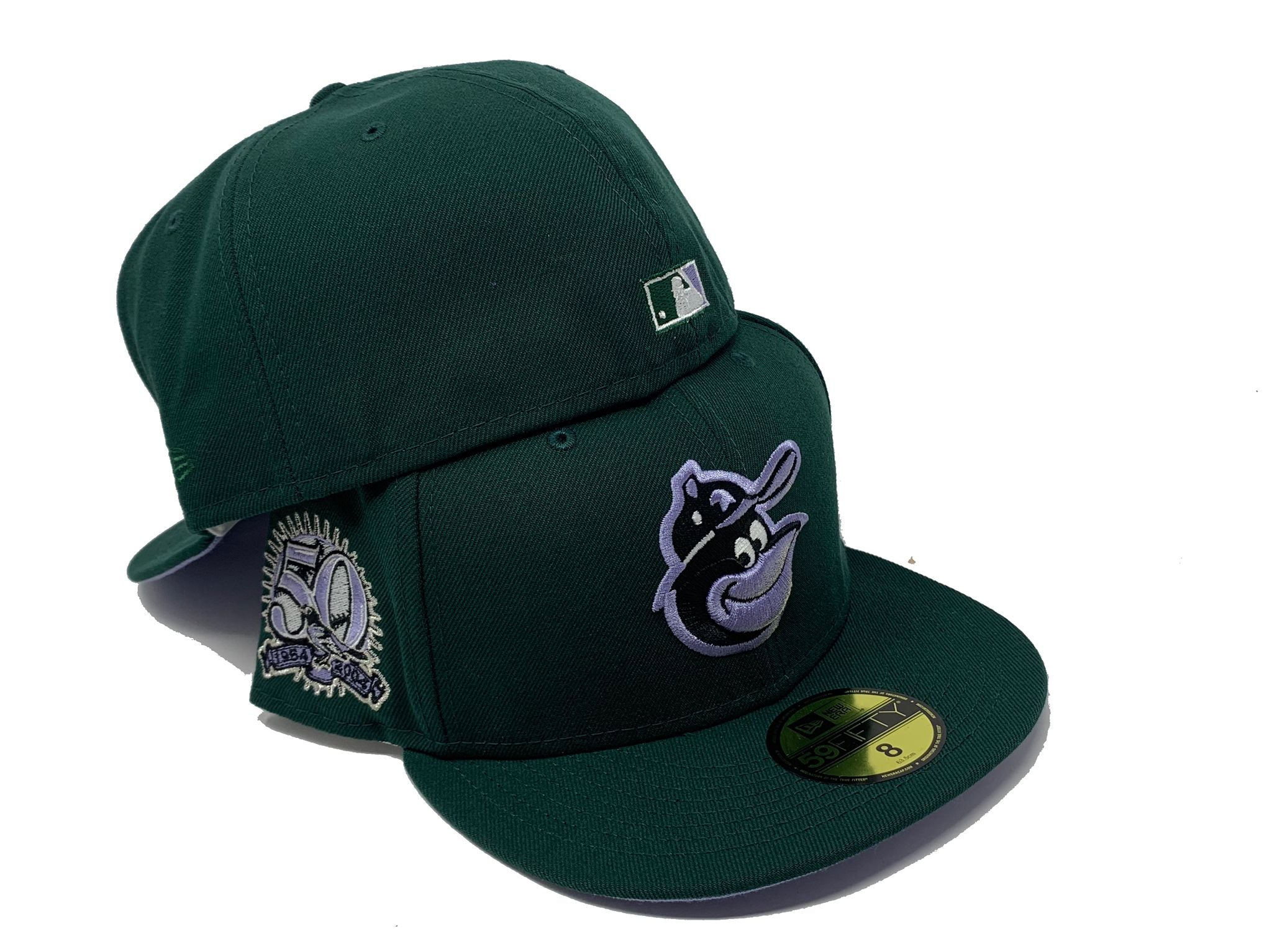 Baltimore Orioles 30th Anniversary 59FIFTY New Era Fitted Hat (Glow in The Dark Pine Green Pewter Flight Orange Under BRIM) 8