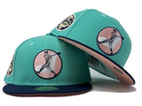 CHICAGO WHITE SOX 75TH ANNIVERSARY MINT NAVY VISOR PEACH BRIM NEW ERA FITTED HAT