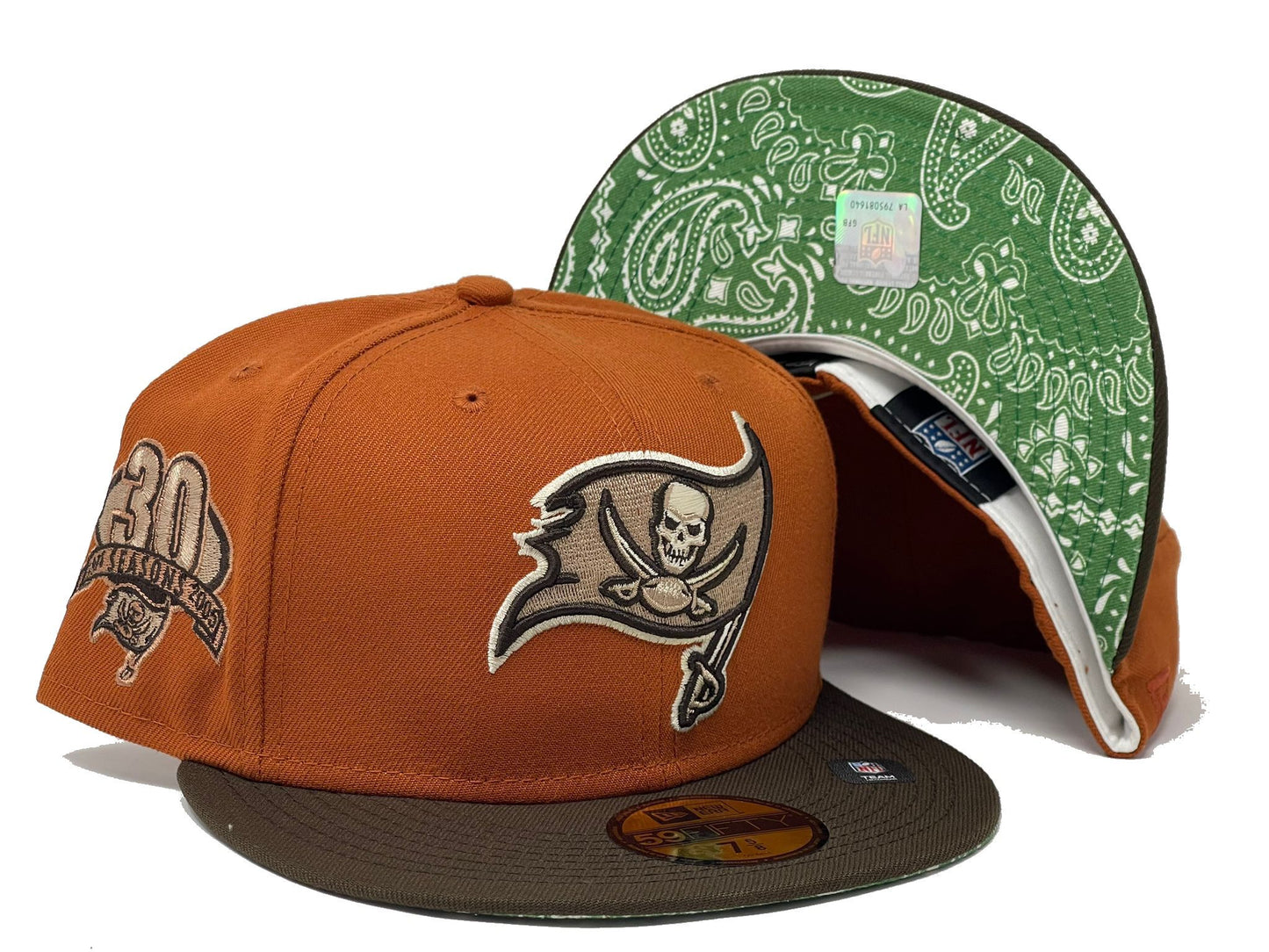 Tampa Bay Buccaneers 30th Anniversary "Thursday Night Football Paisley Brim" Collection" Kelly Green Paisley Brim New Era Fitted Hat