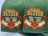 NEW YORK METS FINAL SEASON OLIVE GREEN ORANGE BRIM NEW ERA FITTED HAT