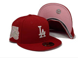 LOS ANGELES DODGERS 75TH WORLD SERIES " STRAWBERRY REFRESHER" RED PINK BRIM NEW ERA FITTED HAT