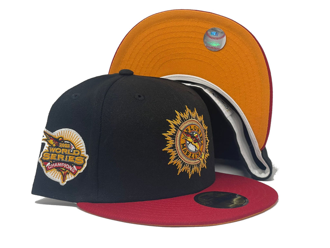 FLORIDA MARLINS 2003 WORLD SERIES CHAMPIONS CITRUS YELLOW BRIM NEW ERA FITTED TO MATCH JORDAN 7 