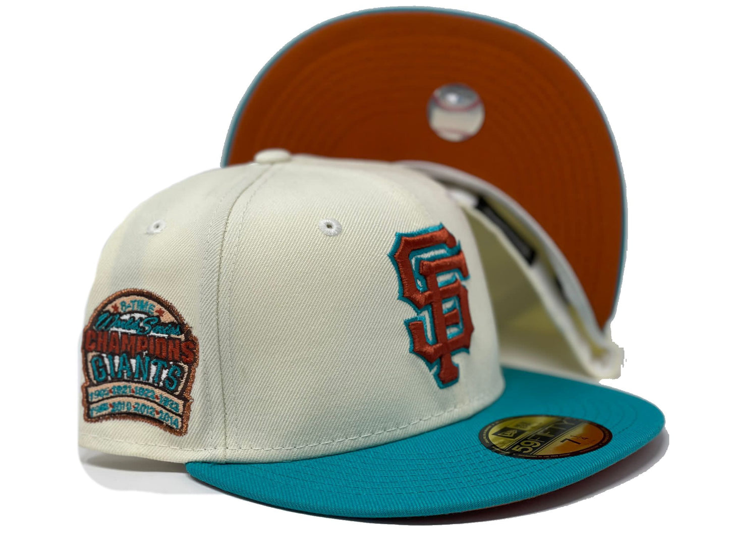SAN FRANCISCO GIANTS 6TIMES WORLD CHAMPIONS " MIAMI SOUTH BEACH" PACK RUST BRIM NEW ERA FITTED HAT