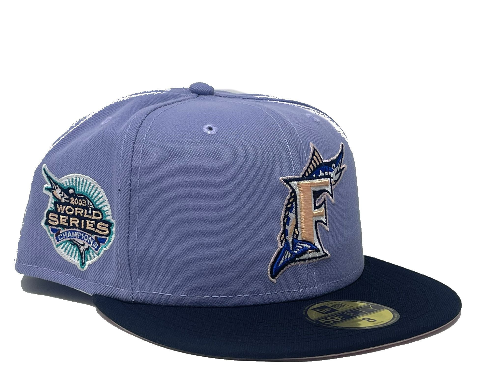 New Era Miami Marlins World Series 2003 Champions Coffee Pink Edition  59Fifty Fitted Cap, EXCLUSIVE HATS, CAPS