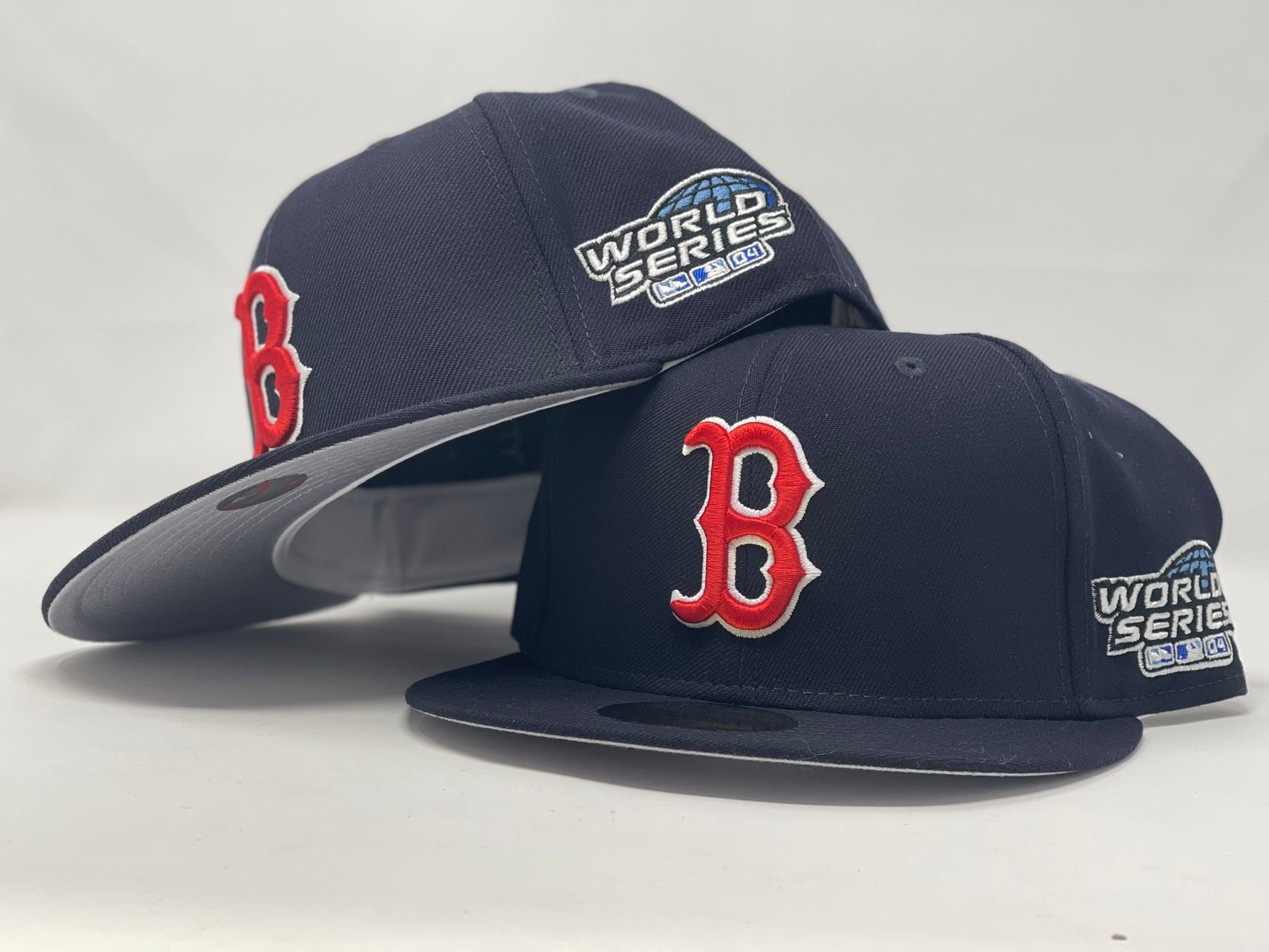 New Era Mens MLB Boston Red Sox World Series 2004 59FIFTY Fitted Hat 70776326 Navy/Scarlet, Grey Undervisor 7 1/8