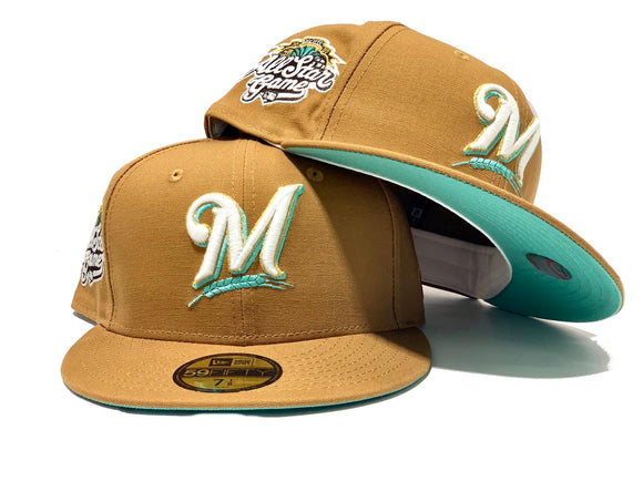 MILWAUKEE BREWERS 2002 ALL STAR GAME WHEAT MINT BRIM NEW ERA FITTED HAT
