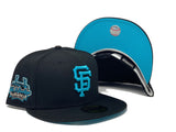 SAN FRANCISCO GIANTS  "TELL IT GOODBUY" CANDLESTICK PARK BLACK VICE BLUE BRIM NEW ERA FITTED HAT
