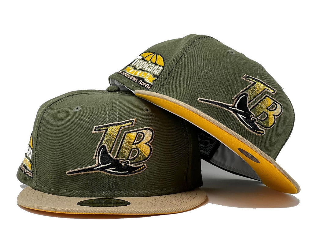 Tampa Bay Tropicana Field Olive Green Camel Taxi Yellow Brim New Era Fitted Hat