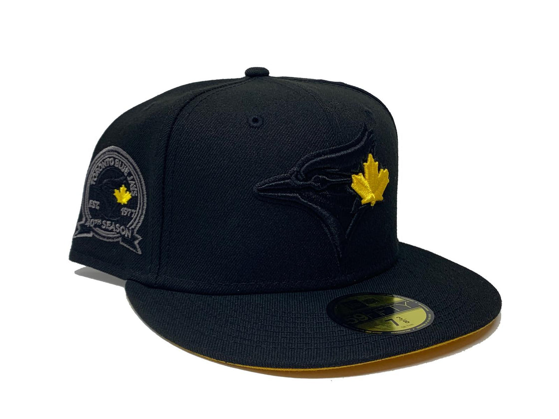 TORONTO BLUE JAYS 40TH SEASONS BLACK YELLOW BRIM NEW ERA FITTED HAT