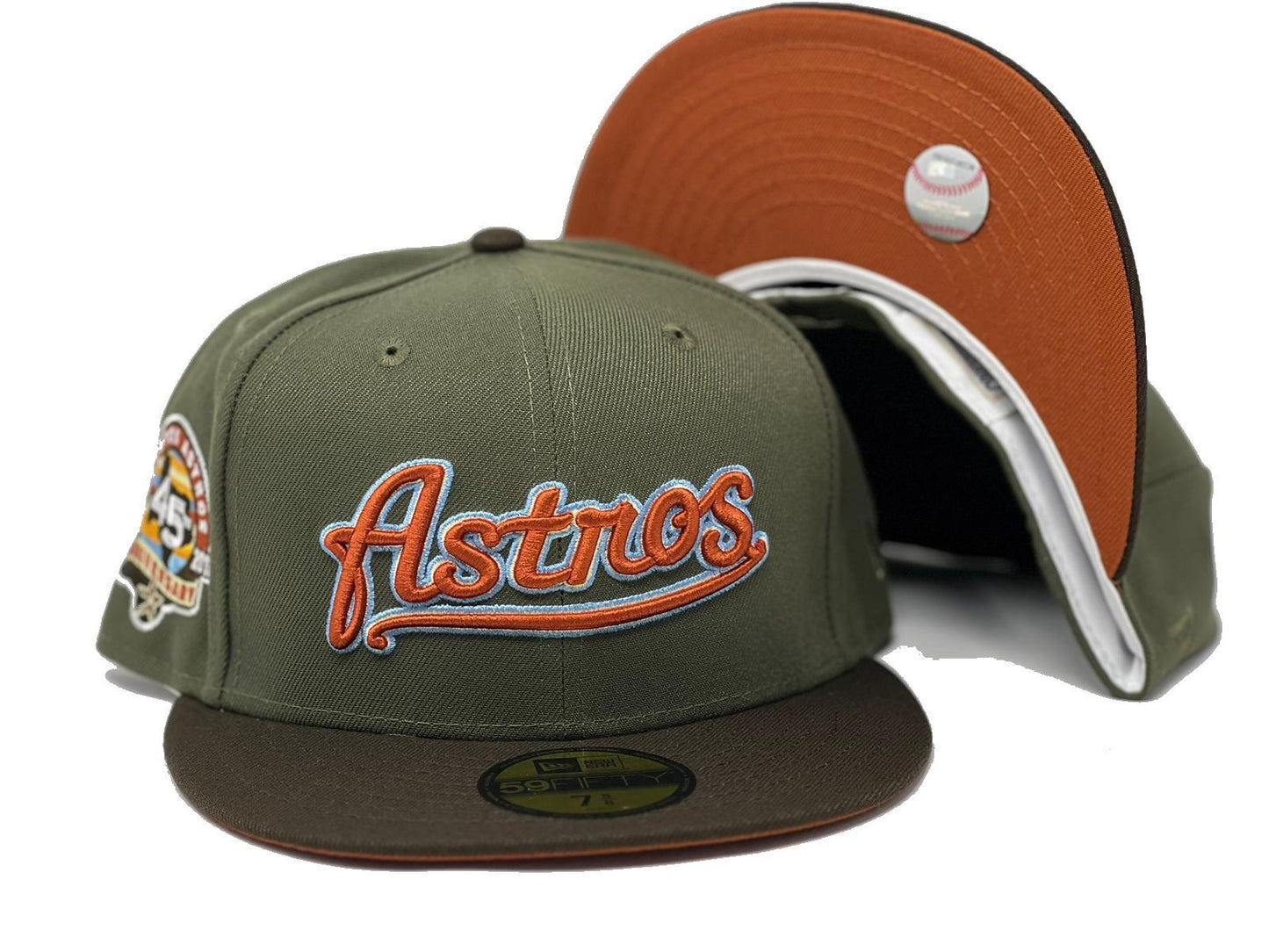 HOUSTON ASTROS 45TH ANNIVERSARY "FALL HARVEST PACK" RUST ORANGE BRIM NEW ERA FITTED HAT