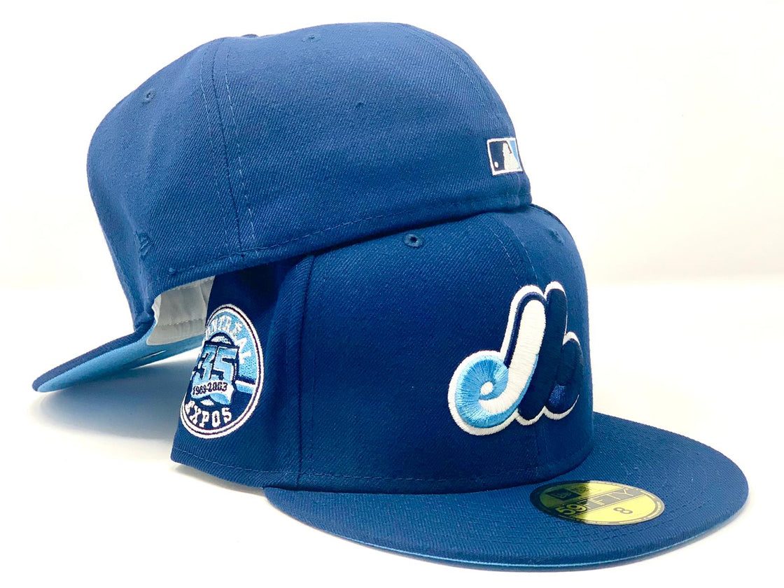 MONTREAL EXPOS 35TH SEASON LIGHT NAVY ICY BRIM NEW ERA FITTED HAT