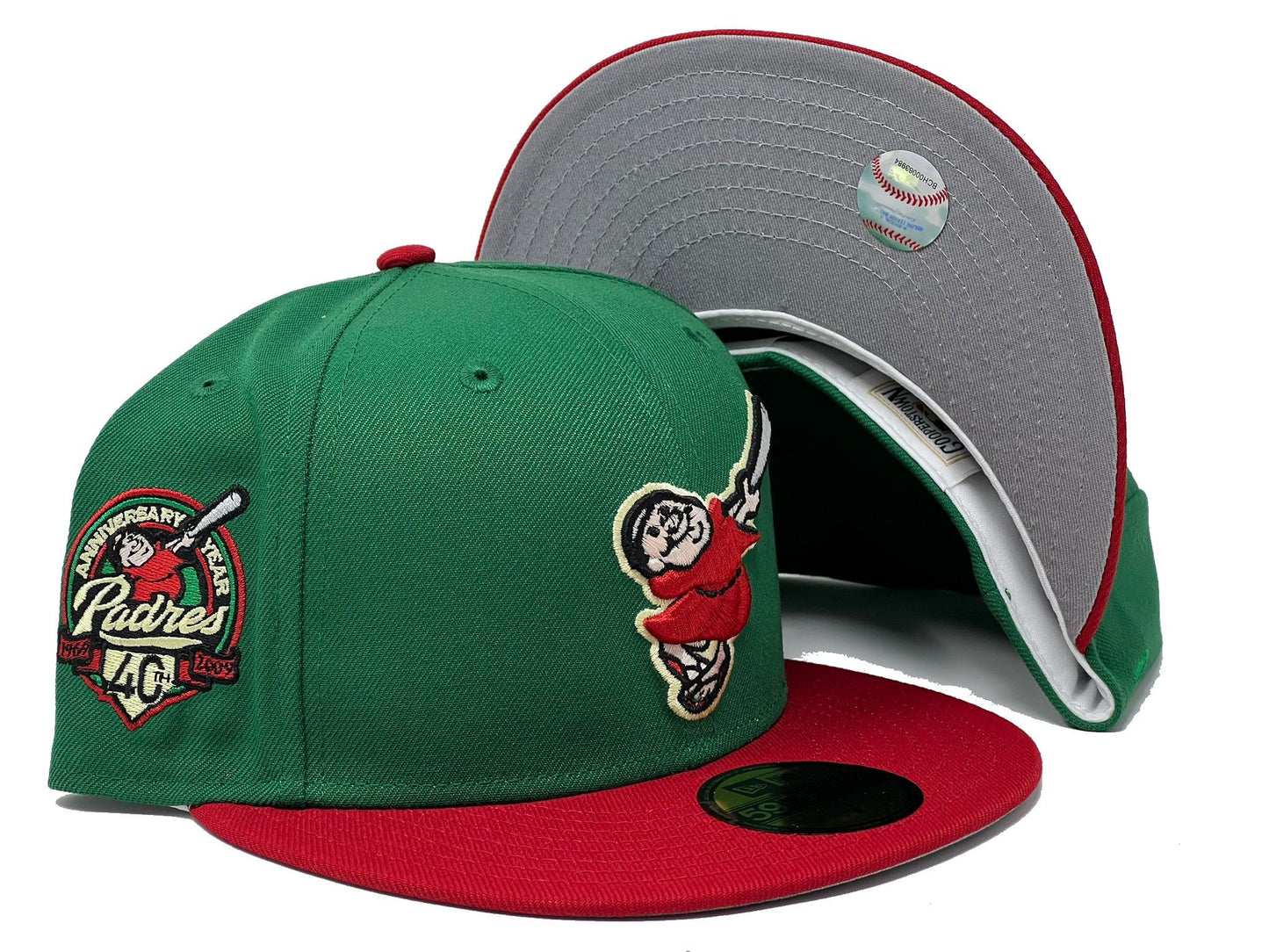 San Diego Padres 40th Anniversary Green Red Visor Gray brimNew EraFitted Hat