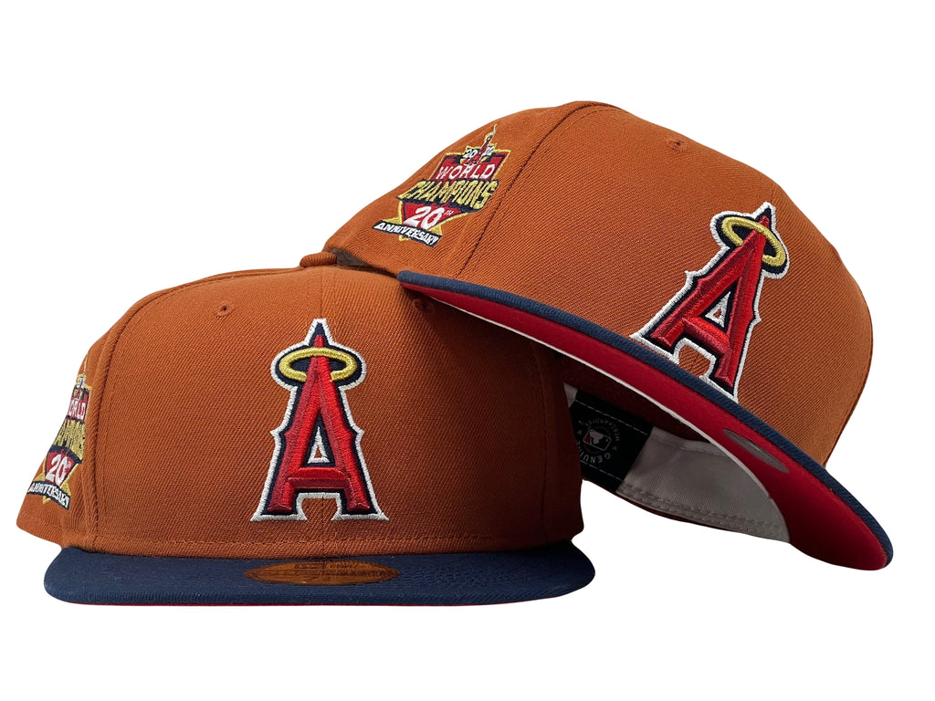 Los Angeles Angels 2002 World Champions Rust Orange Navy Visor Red Brim New Era Fitted Hat