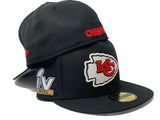 KANSAS CITY CHIEFS 55TH SUPER BOWL ON FIELD BLACK NEW ERA FITTED HAT