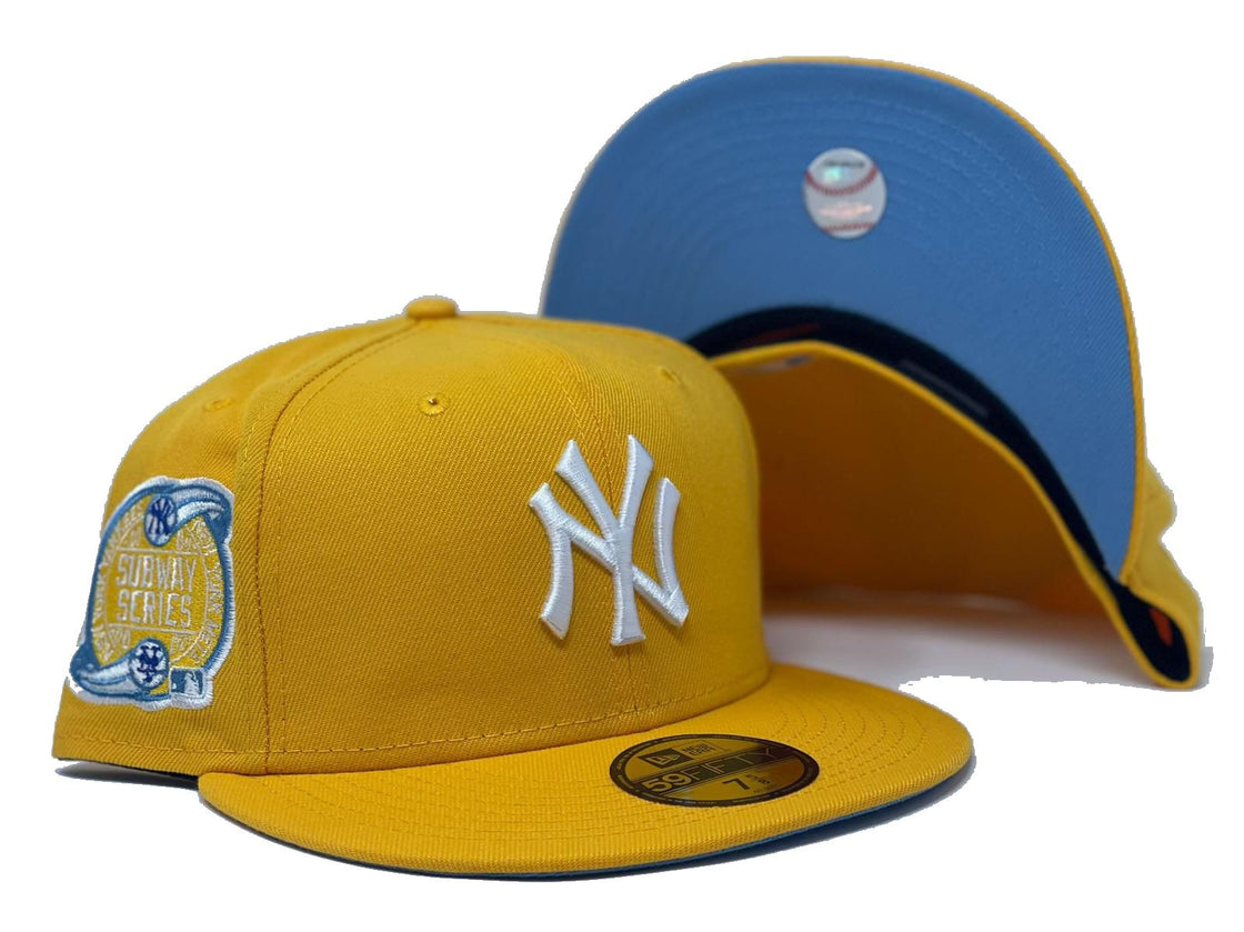 Yellow New York Yankees Subway Series Custom New Era Fitted Hat