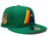 HOUSTON ASTRO 50TH ANNIVERSARY LIGHT GREEN ORANGE BRIM NEW ERA FITTED HAT