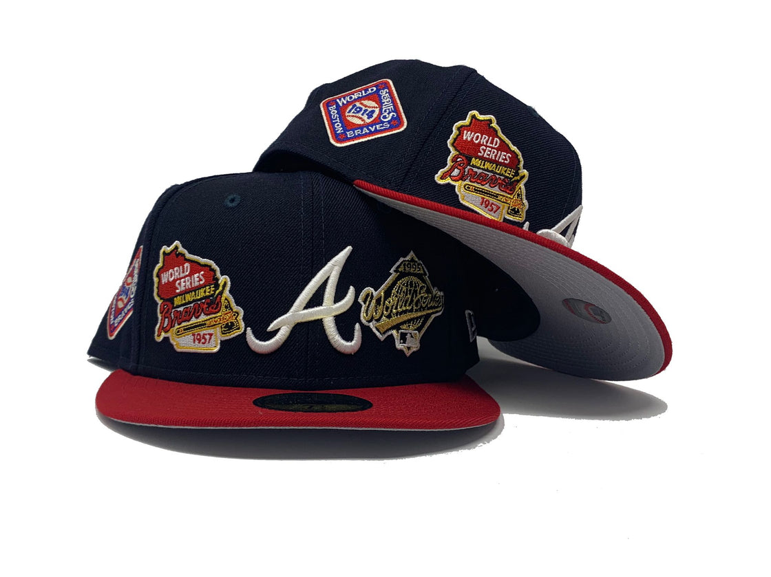 Navy Blue Atlanta Braves 3X Championship Patch New Era Fitted