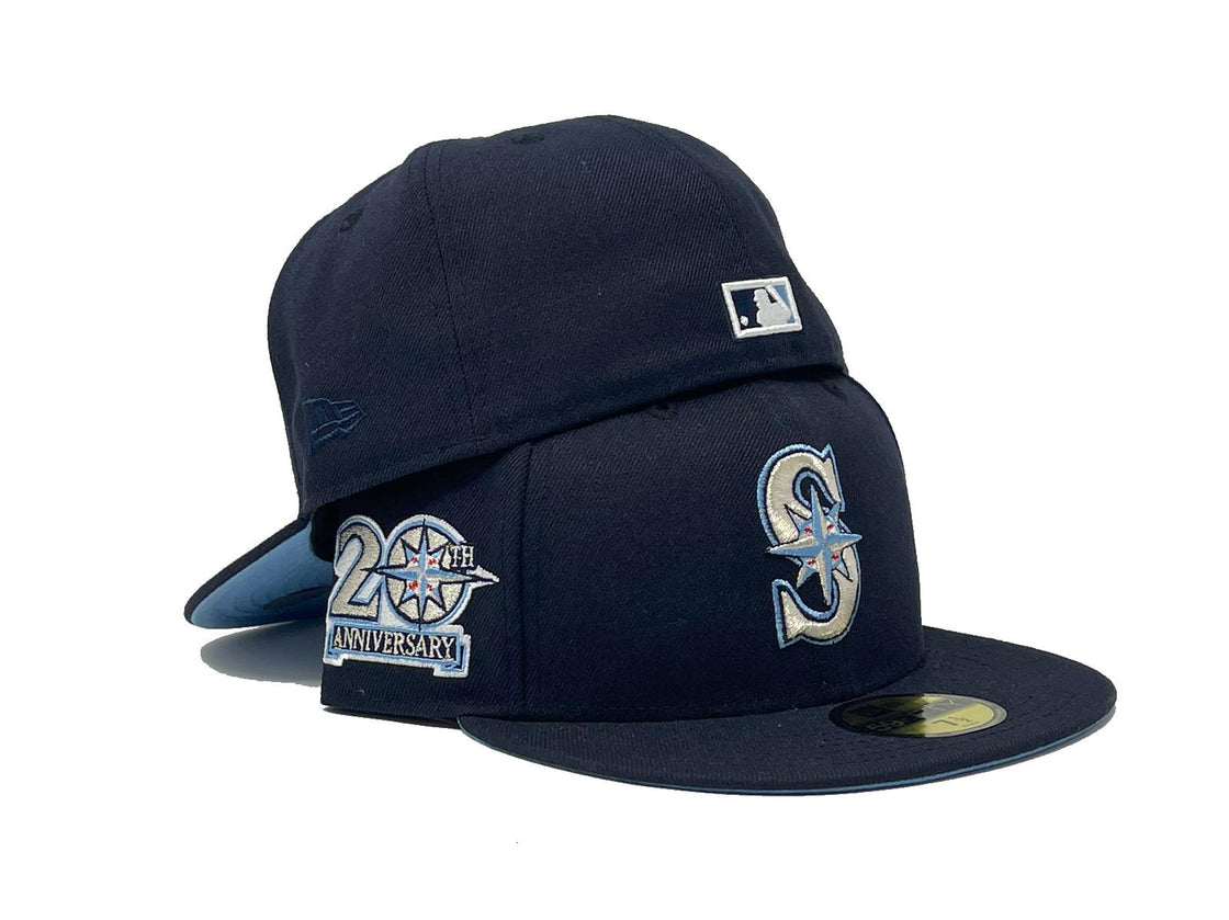 SEATTLE MARINERS 20TH ANNIVERSARY NAVY ICY BRIM NEW ERA FITTED HAT