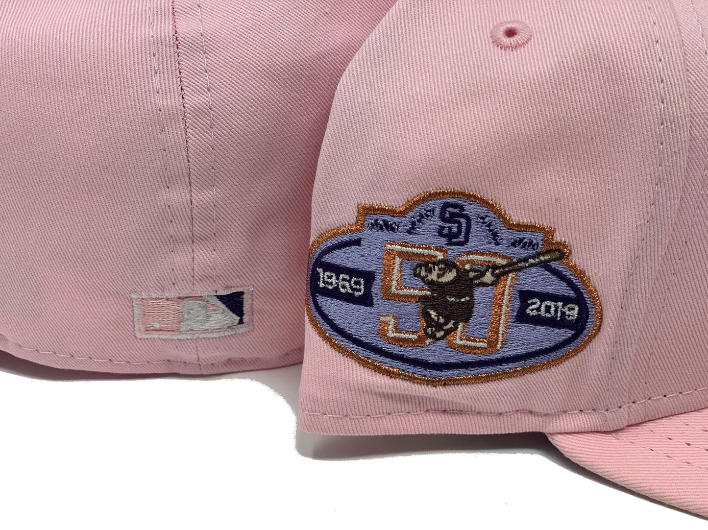 SAN DIEGO PADRES 50TH ANNIVERSARY LIGHT PINK PURPLE BRIM NEW ERA FITTED HAT