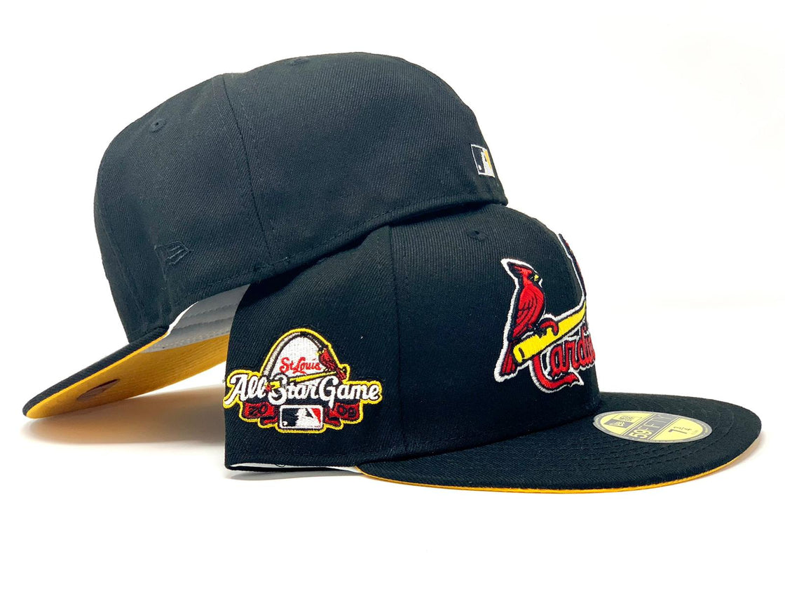 ST. LOUIS CARDINALS 2008 ALL STAR GAME BLACK YELLOW BRIM NEW ERA FITTED HAT