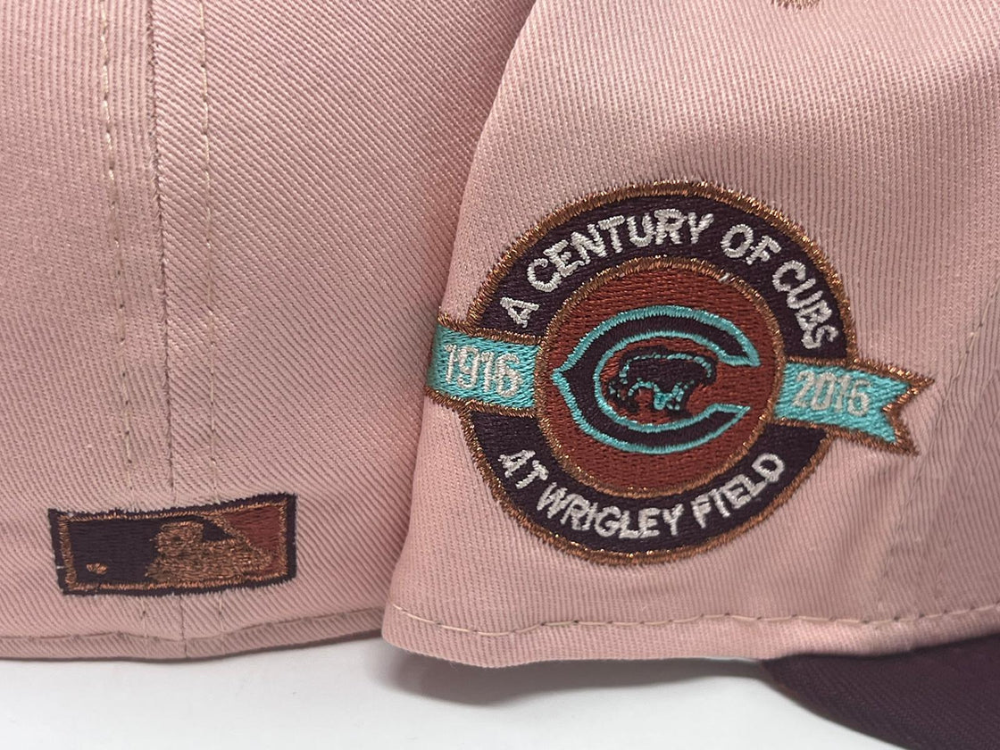 CHICAGO CUBS 100TH ANNIVERSARY RUST ORANGE BRIM NEW ERA FITTED HAT