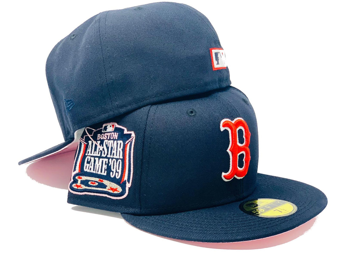 BOSTON RED SOX 1999 ALL STAR GAME NAVY BLUE PINK BRIM NEW ERA FITTED HAT