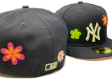 Navy Blue New York Yankees Flower Pattern New Era Fitted Hat