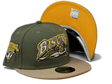 BUFALLO BISONS INTERNATIONAL LEAGUE OLIVE CAMEL TAXI YELLOW BRIM NEW ERA FITTED HAT