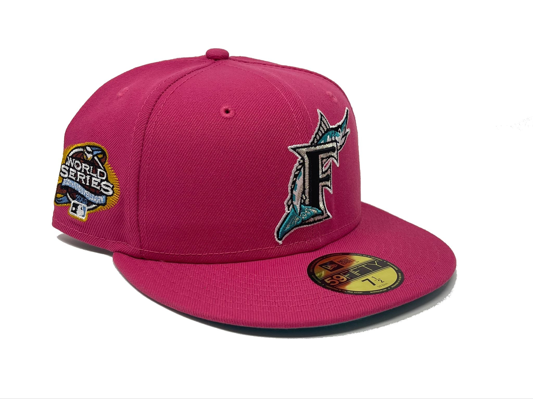 FLORIDA MARLINS 2003 WORLD SERIES PINK TEAL BRIM NEW ERA FITTED