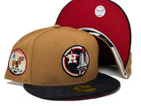 HOUSTON ASTROS APOLLO 11 BLACK CORDUROY VISOR RED BRIM NEW ERA FITTED HAT
