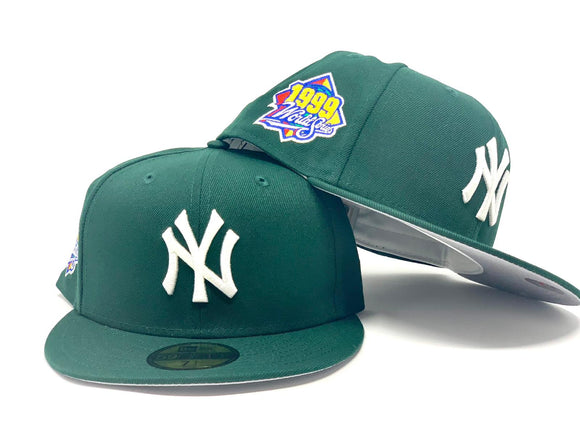 NEW YORK YANKEES 1999 WORLD SERIES FOREST GREEN GRAY BRIM NEW ERA FITTED