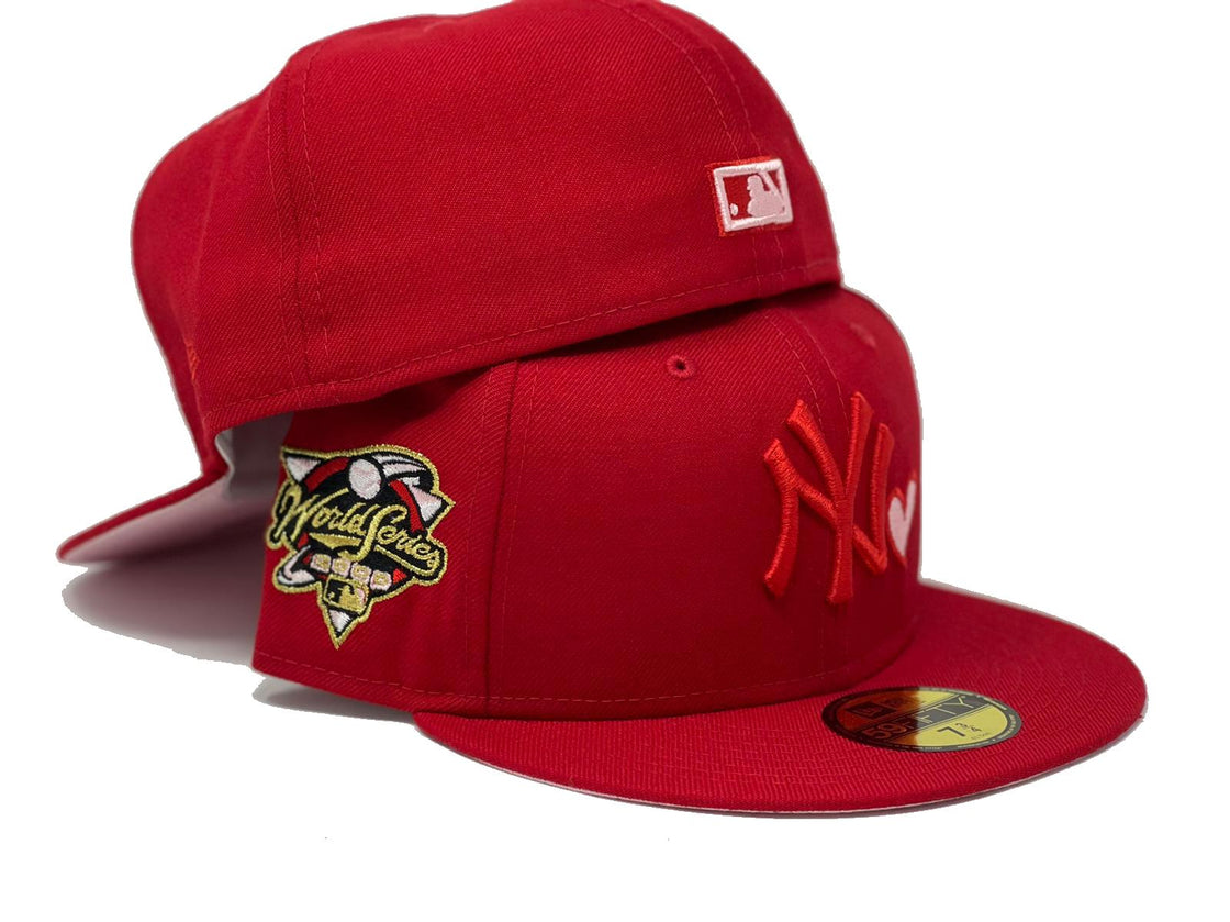 NEW YORK YANKEES 2000 WORLD SERIES RED PINK BRIM NEW ERA FITTED HAT