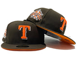 TEXAS RANGERS 1995 ALL STAR GAME BROWN NEON ORANGE BRIM NEW ERA FITTED HAT