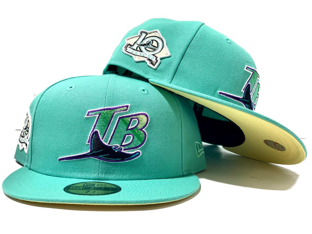 TAMPA BAY 10TH SEASON BRIGHT TURQUISE SOFT YELLOW BRIM NEW ERA FITTED HAT