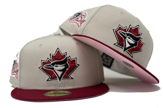 Toronto Blue Jays 25th Anniversary Stone Burgundy Pink Brim New Era Fitted Hat