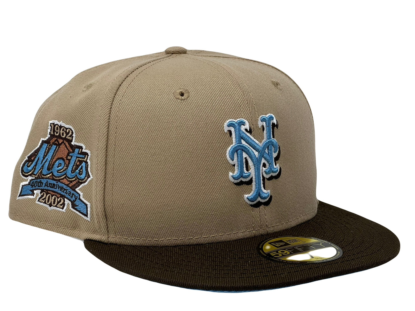 New York Mets 40th Anniversary Camel Brown Visor Icy Brim New Era Fitted Hat