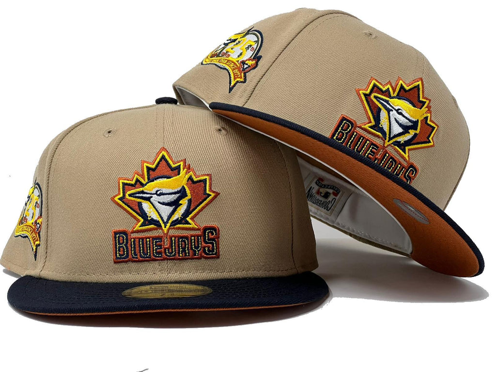 Toronto Blue Jays 25th Anniversary Camel Navy Visor Rust Orange Brim New Era Fitted Hat