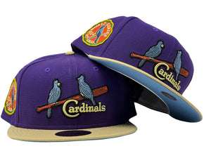 ST. LOUIS CARDINALS 1934 WORLD SERIES DEEP PURPLE VEGAS GOLD VISOR ICY BRIM NEW ERA FITTED HAT