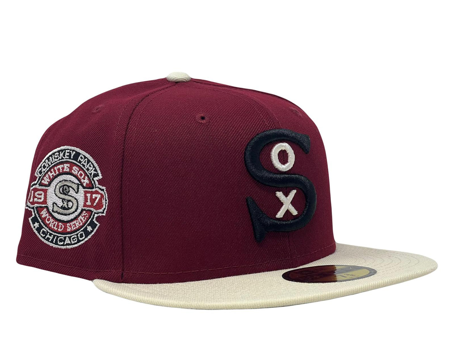 CHICAGO WHITE SOX 2017 WORLD SERIES BURGUNDY CHROME VISOR GRAY BRIM NEW ERA FITTED HAT