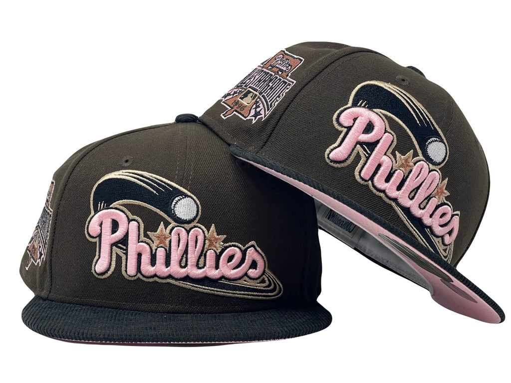 Philadelphia Phillies 1996 All Start Game Deep Brown Black Corduroy Visor Pink Brim New Era Fitted Hat