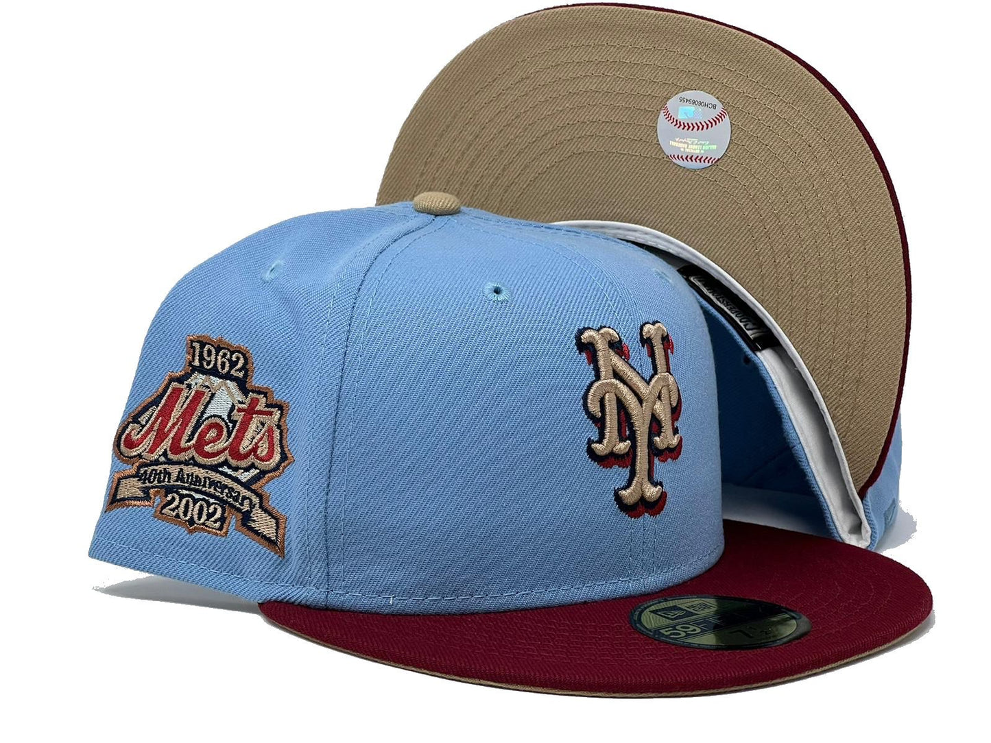 New York Mets 40th Anniversary Sky Burgandy Toast Brim New Era Fitted Hat