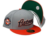 HOUSTON ASTROS 45TH ANNIVERSARY LIGHT GRAY ORANGE VISOR GREEN BRIM NEW ERA FITTED HAT