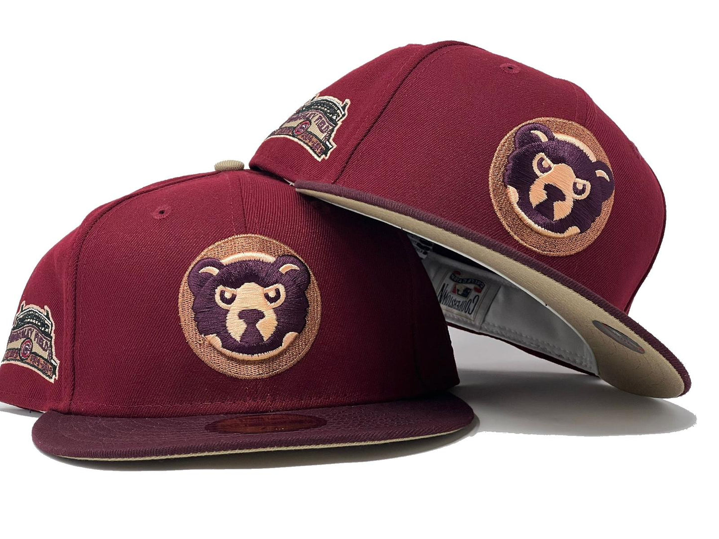 Chicago Cubs Wrigley Field "Shade Of Burgundy" Pack Camel Brim New Era Fitted Hat